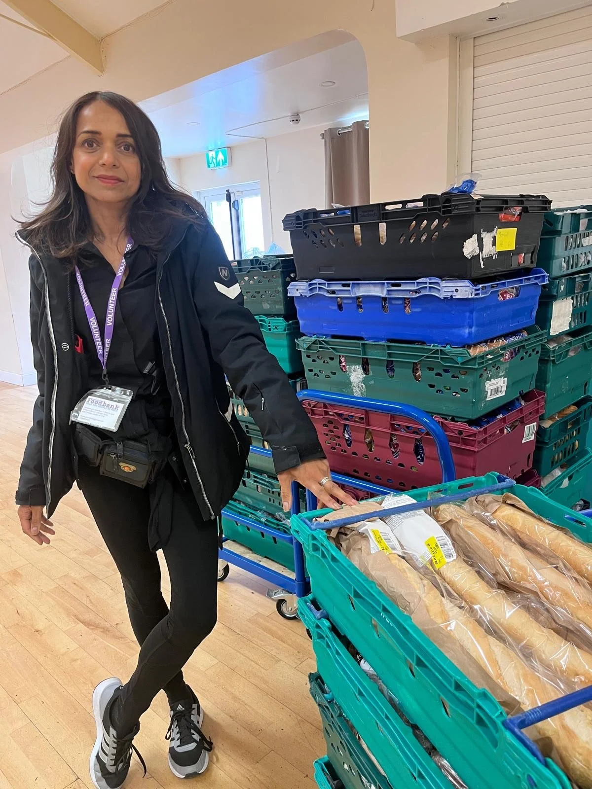 Finchley Foodbank chat with volunteer Begum