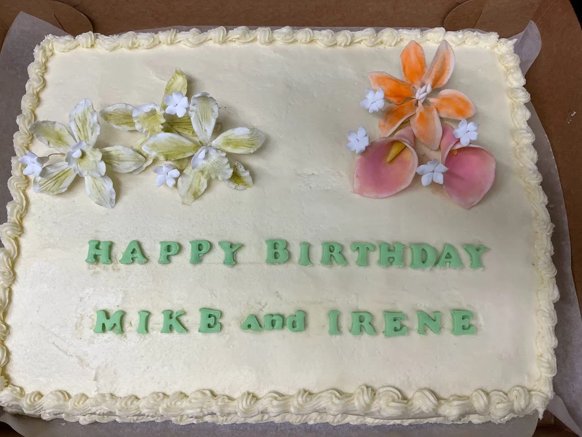 Sugar Porcelain Callas and Stargazer Lilies Fondant Stamped Salutation Buttercream Frosted Birthday Sheet Cake