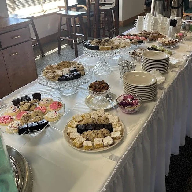 Dessert Platters Buffet Presentation Nuts Brownies Lemon Bars Cookies  White Linen Candies
