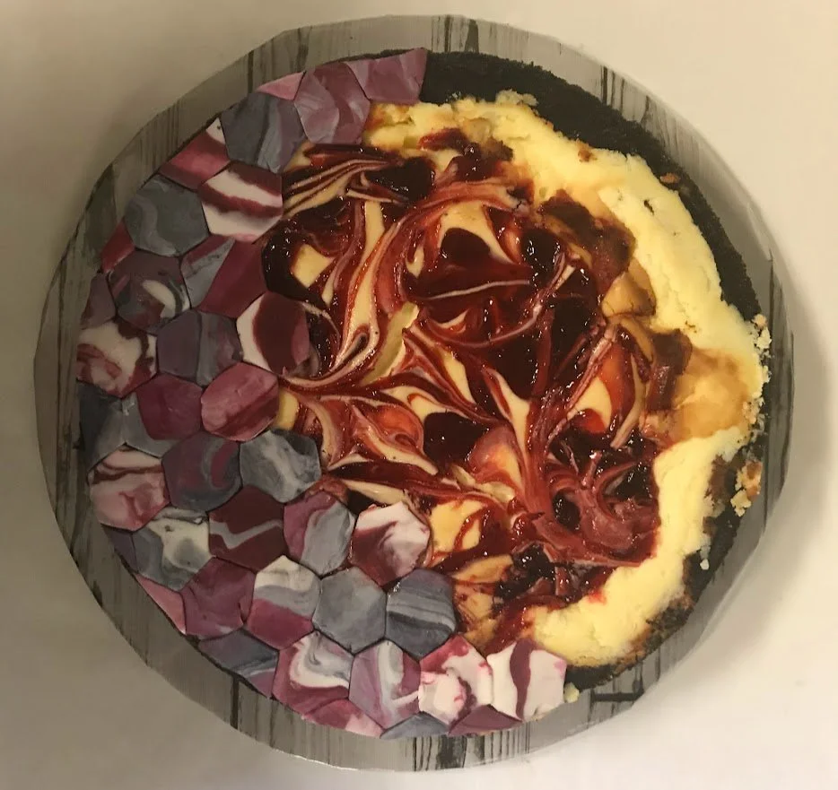 Geode Wedding Cake Hexagonal Hand Marbled Buttercream Large Gradient Tinted Sugar Crystal Hand Applied Metallic Silver Accent