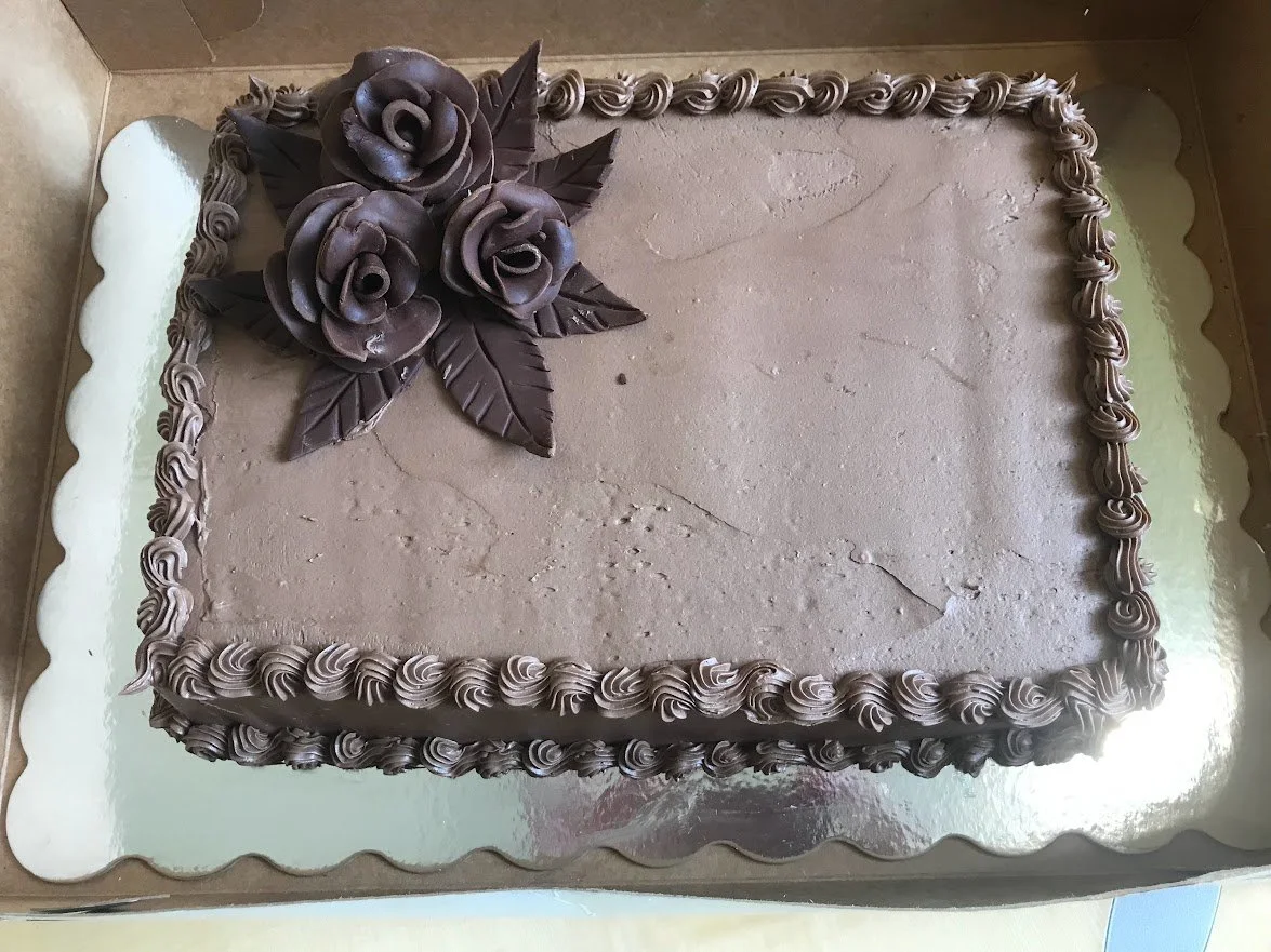 Sheet Cake in Dark Chocolate Buttercream with Hand Formed Chocolate Dough Roses