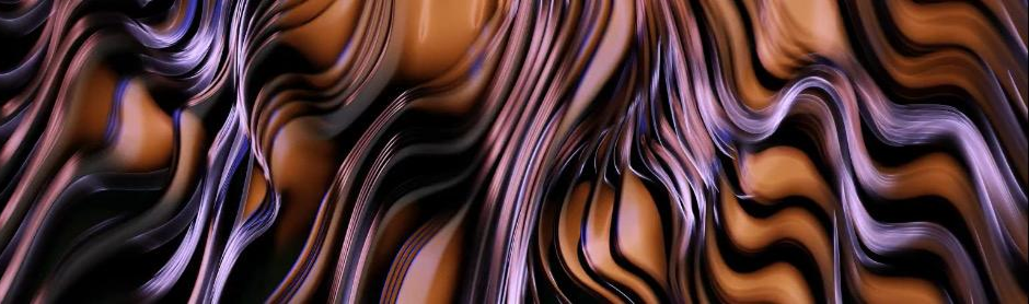 Abstract digital artwork featuring flowing, wavy lines in shades of brown, purple, and black.