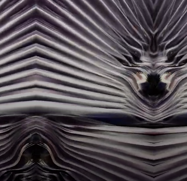 Abstract image of layered, wavy lines creating a symmetrical pattern with a dark center.