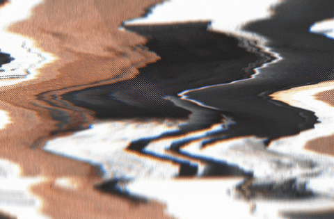 Zoomed-in view of rippling water with code-like digital distortion.