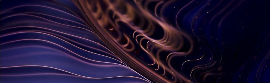 Abstract digital artwork with swirling light streaks in purple, pink, and white colors.