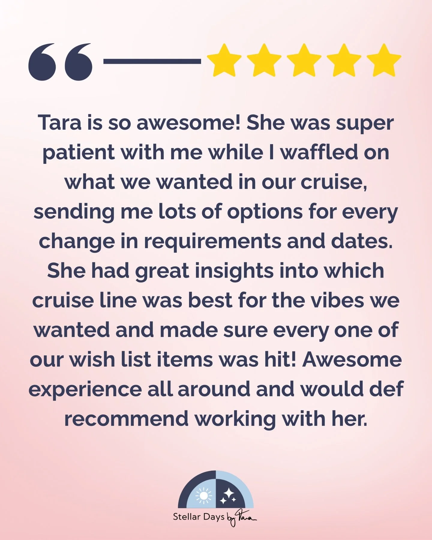 Love to see five stars! ⭐️ I swear, cruises are becoming more and more popular every year. Sprinkle a little all inclusive vibes with a change in scenery every couple of days? Not the worst thing! 🛳️

Spring break is right around the corner, and sum