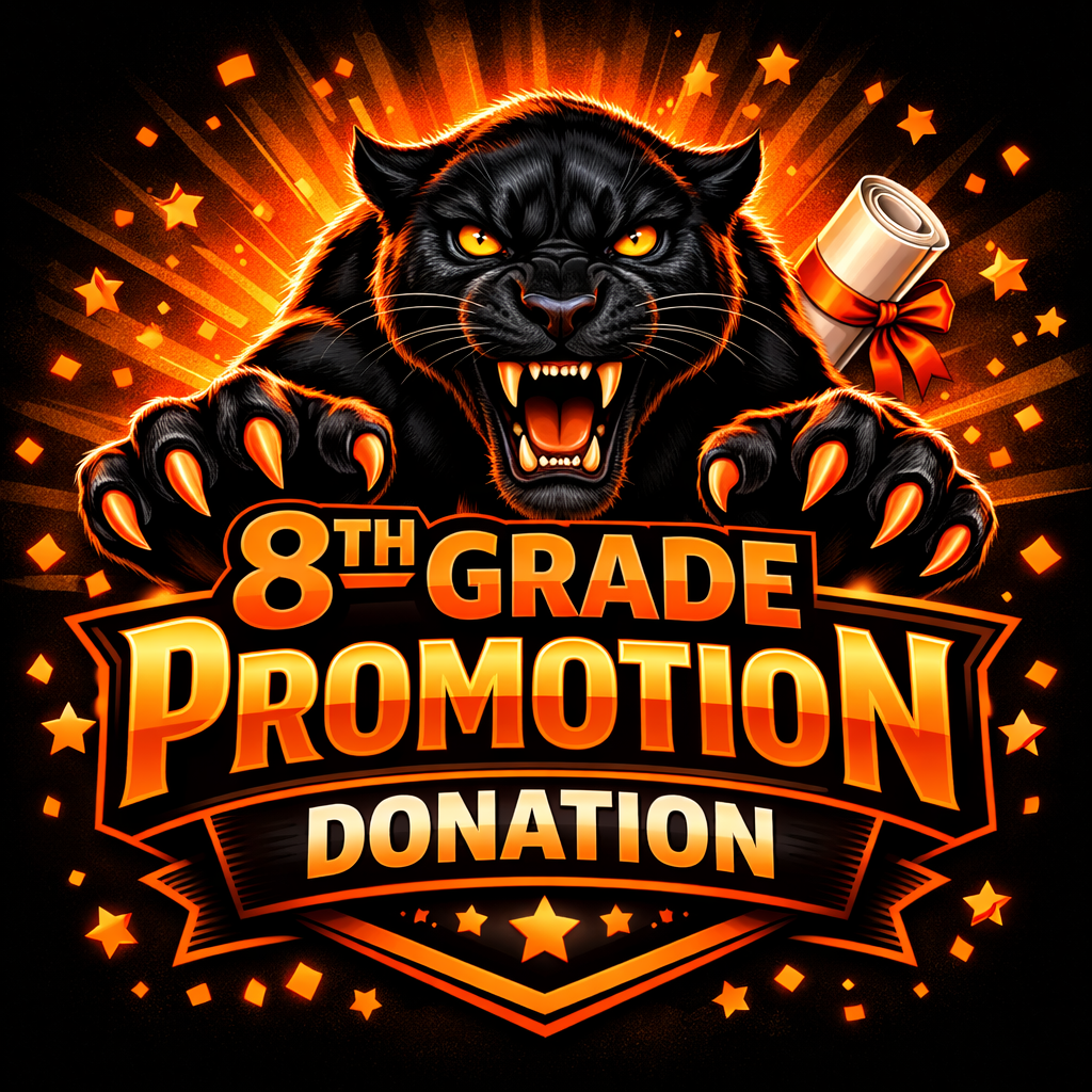 A black panther wearing a graduation cap with a tassel, depicted in a cartoon style with an orange background.