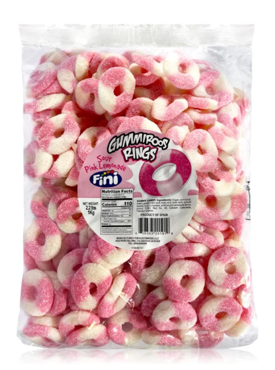 Sour Pink Lemonade Rings - 2lb Bag