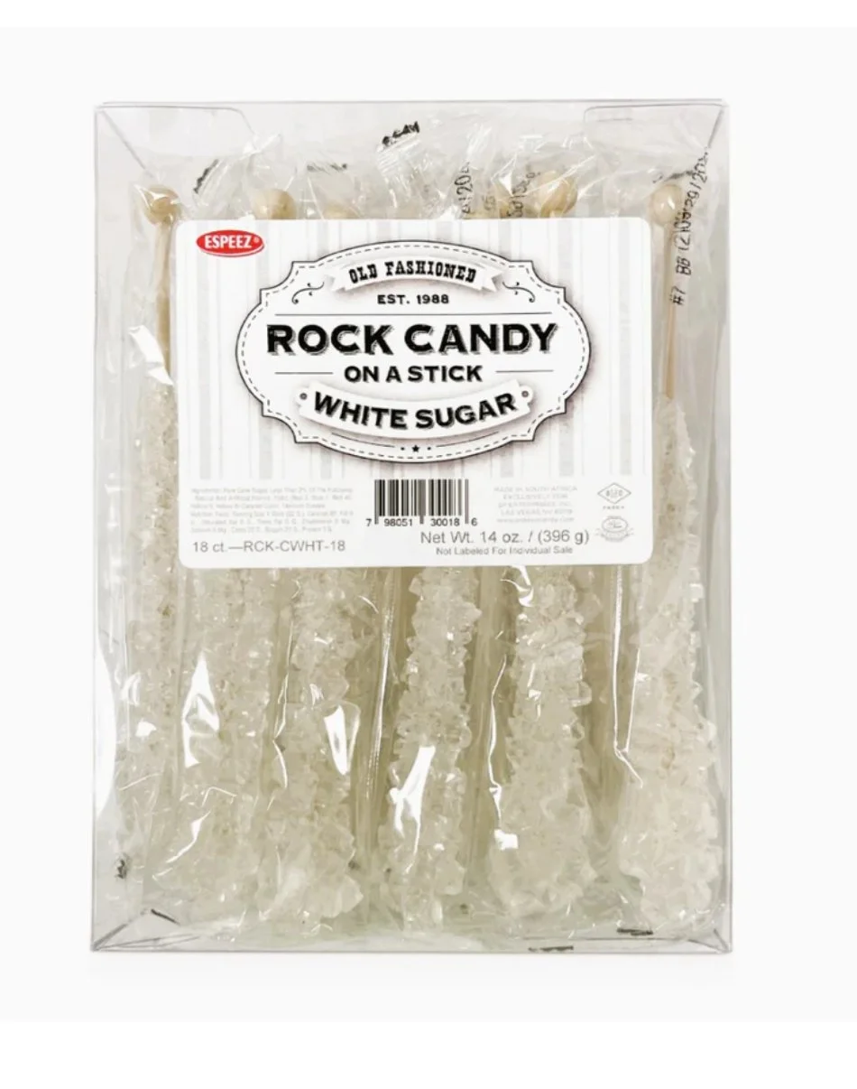 Espeez Old Fashioned White Rock Candy Sticks – 18 Count Box