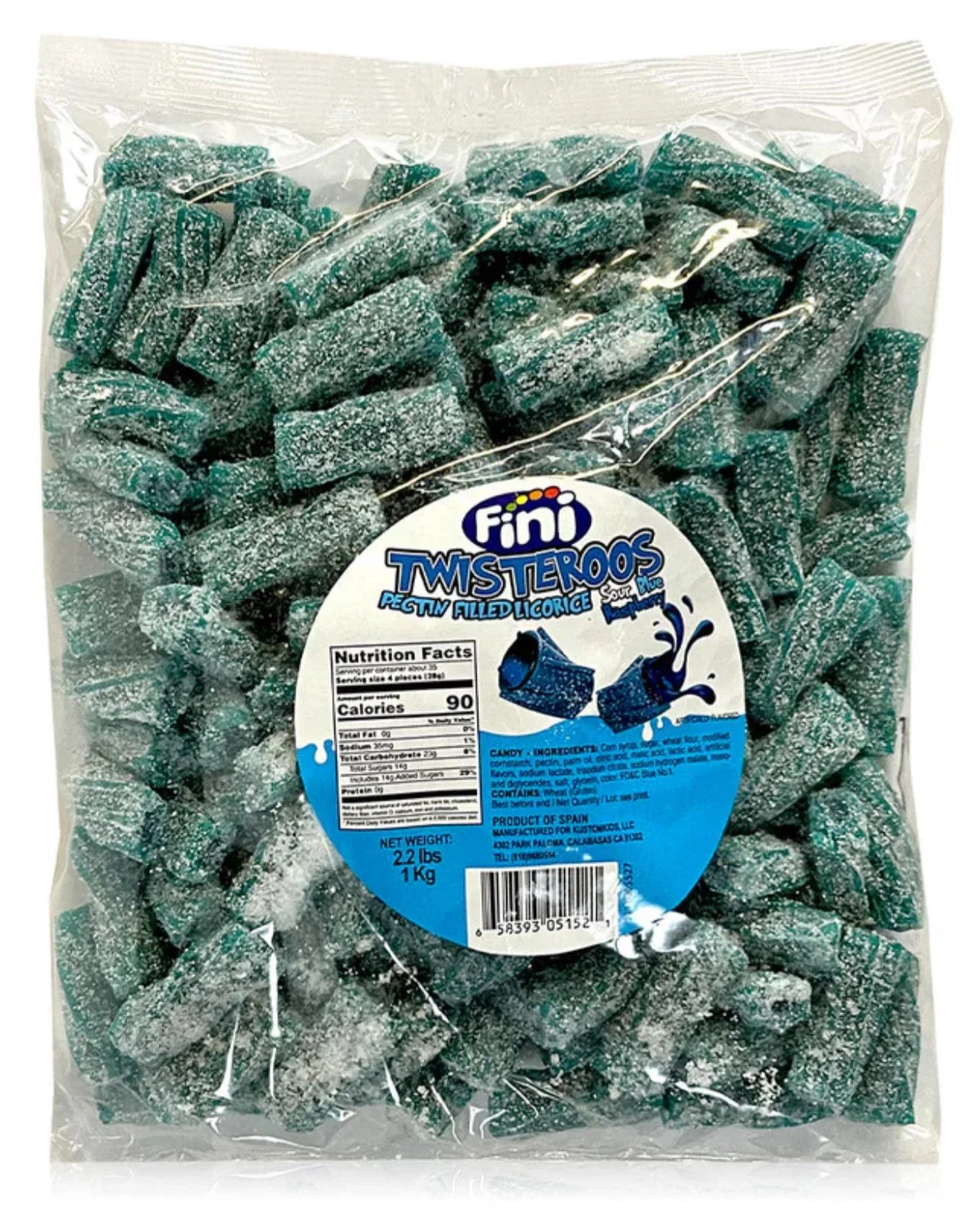 Kustomkids Twisteroos Sour Blue Raspberry Ropes – 2lb Bag