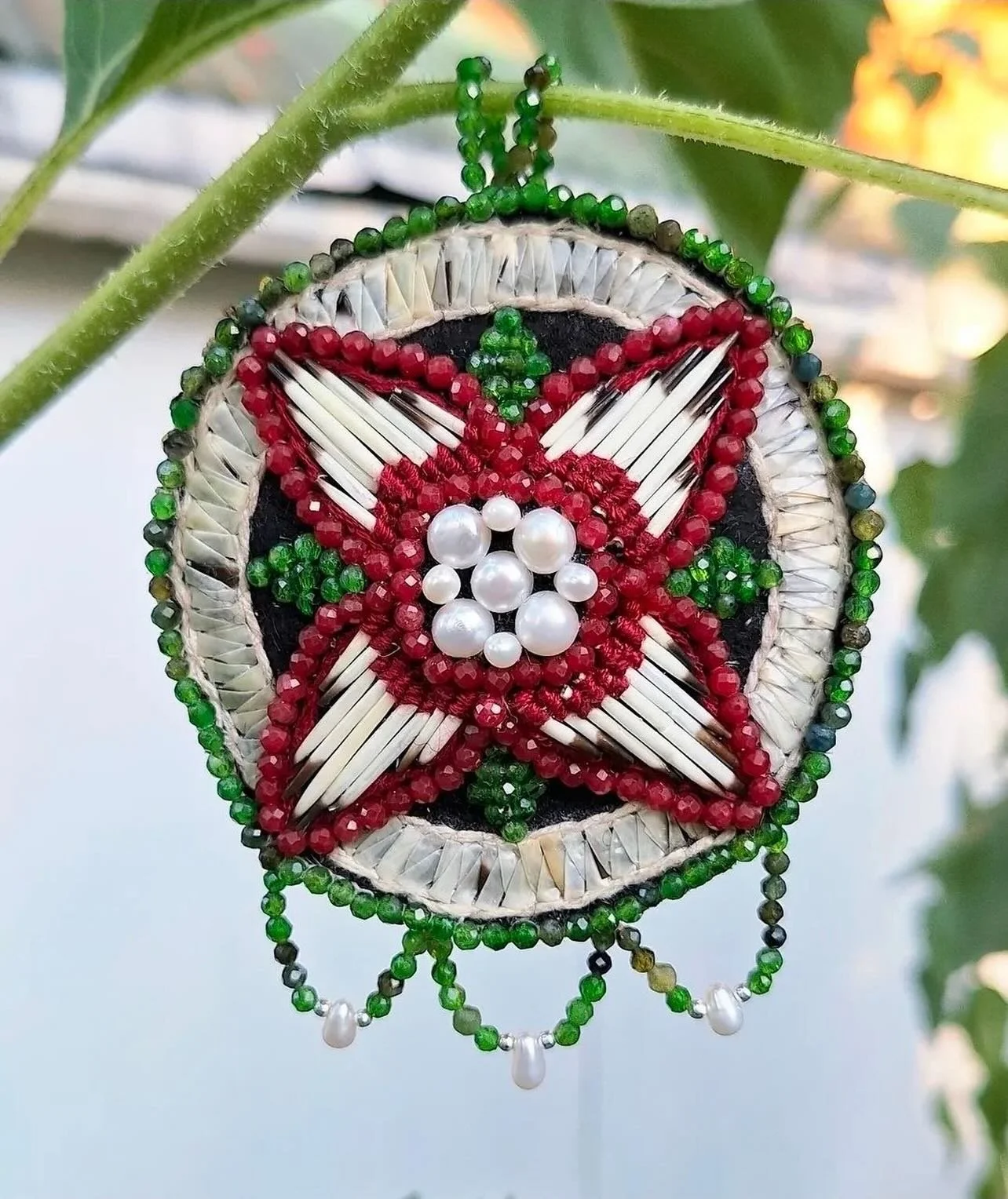 &ldquo;Dogwood Medallion,&rdquo; beadwork
A. Teman
Instagram: @maskiko_beader

Pride in Numbers Community Art Project
&ldquo;Dogwoods represent my cyclical engagement with gender and fluidity. The tree has flowers with both male and female parts that