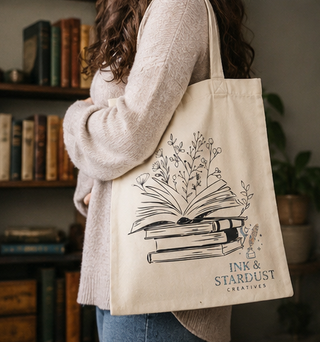 Books and Stardust Canvas Tote