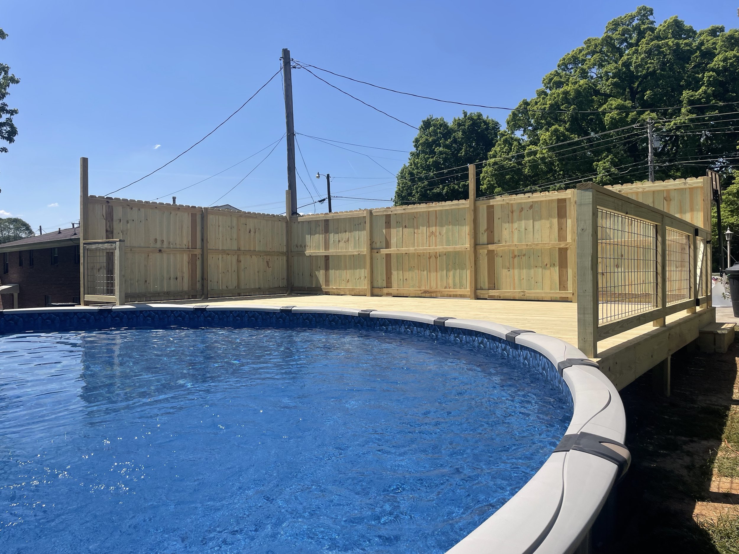 Pool deck and privacy fence