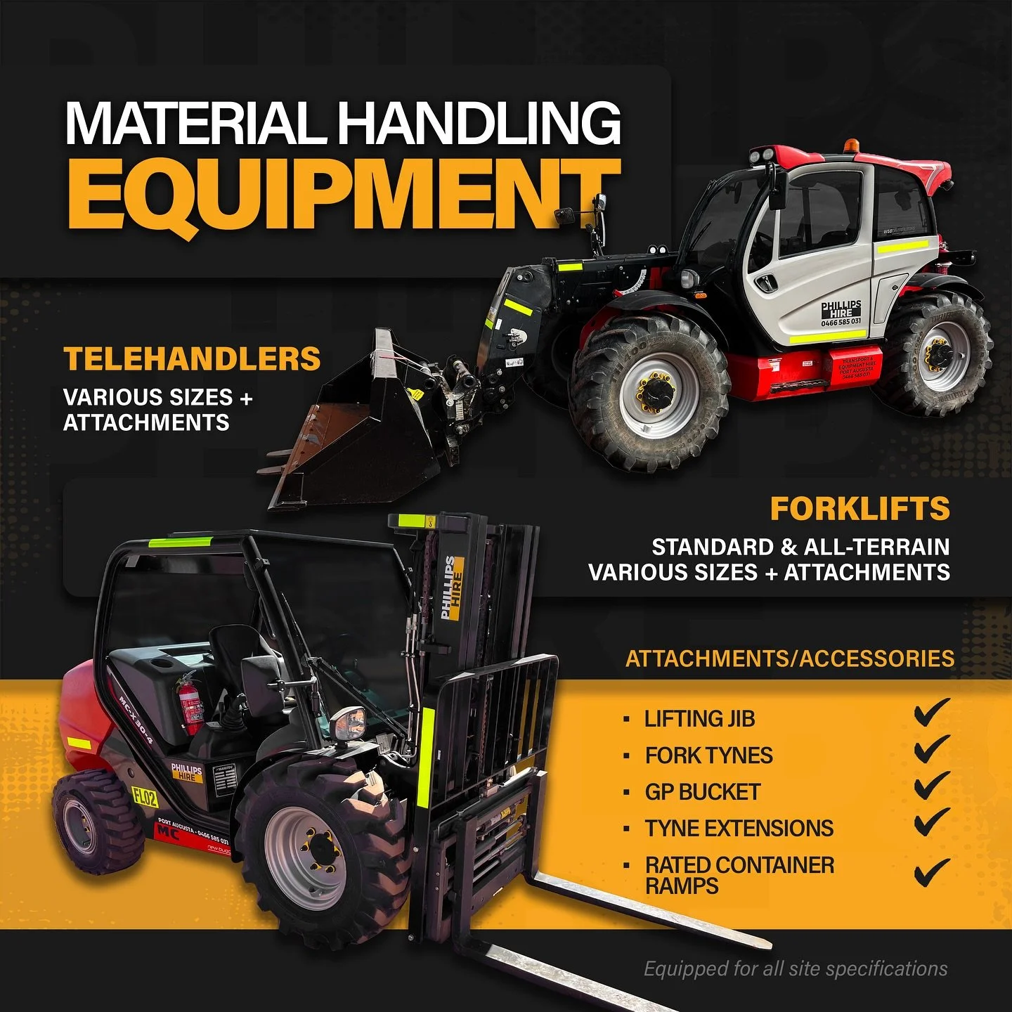 For anything material handling, get in contact with us at Phillips Hire!