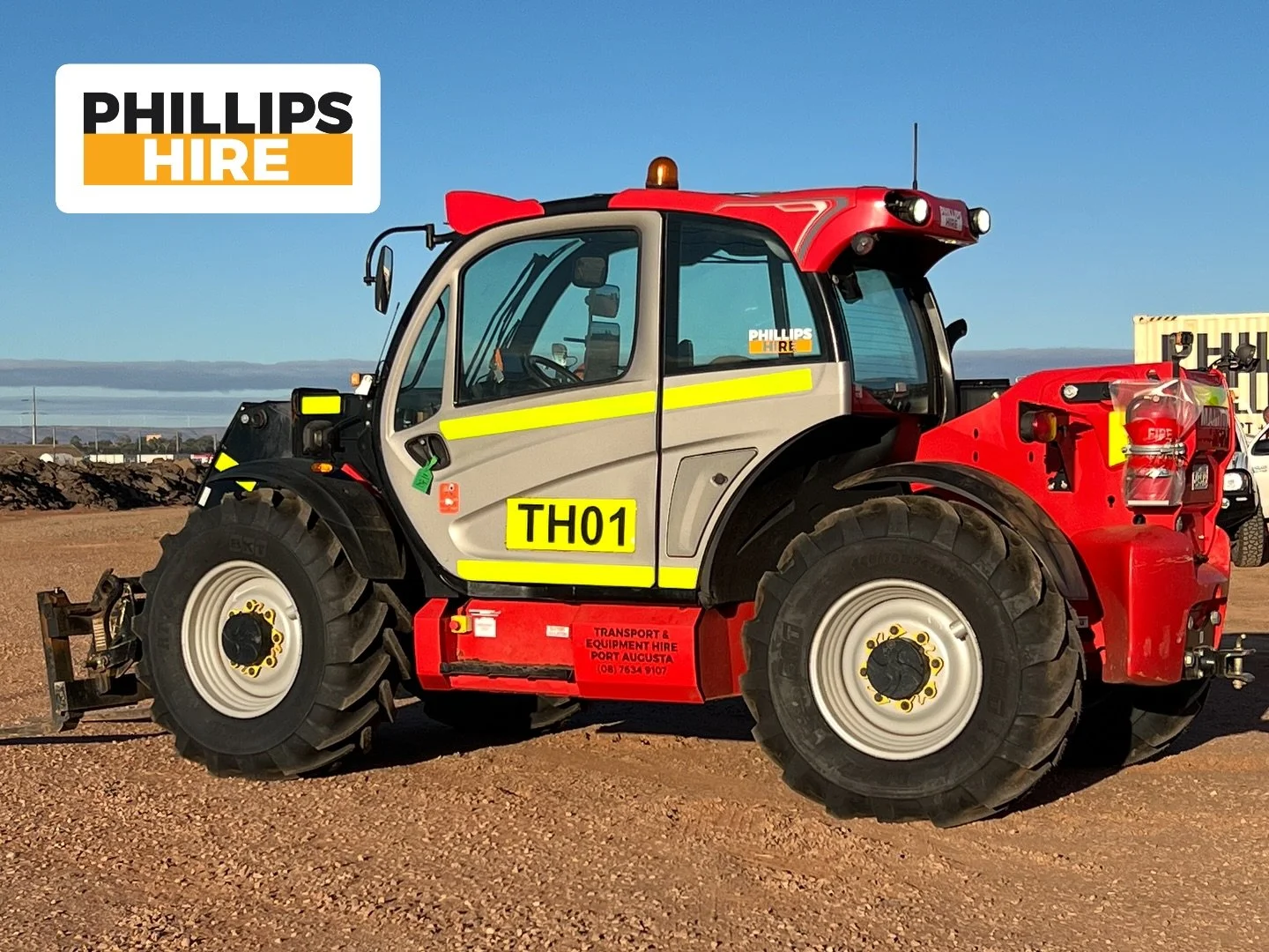 TH01 - Our 4t Manitou Telehandler 

This unit is fitted with a 360&rsquo; pedestrian safety camera and alarm system.

Works recently completed; 
- Major service
- 4 x New tyres 
- Replaced 50mm Hi-vis tape with 75mm
- New stickers
- New fire extingui