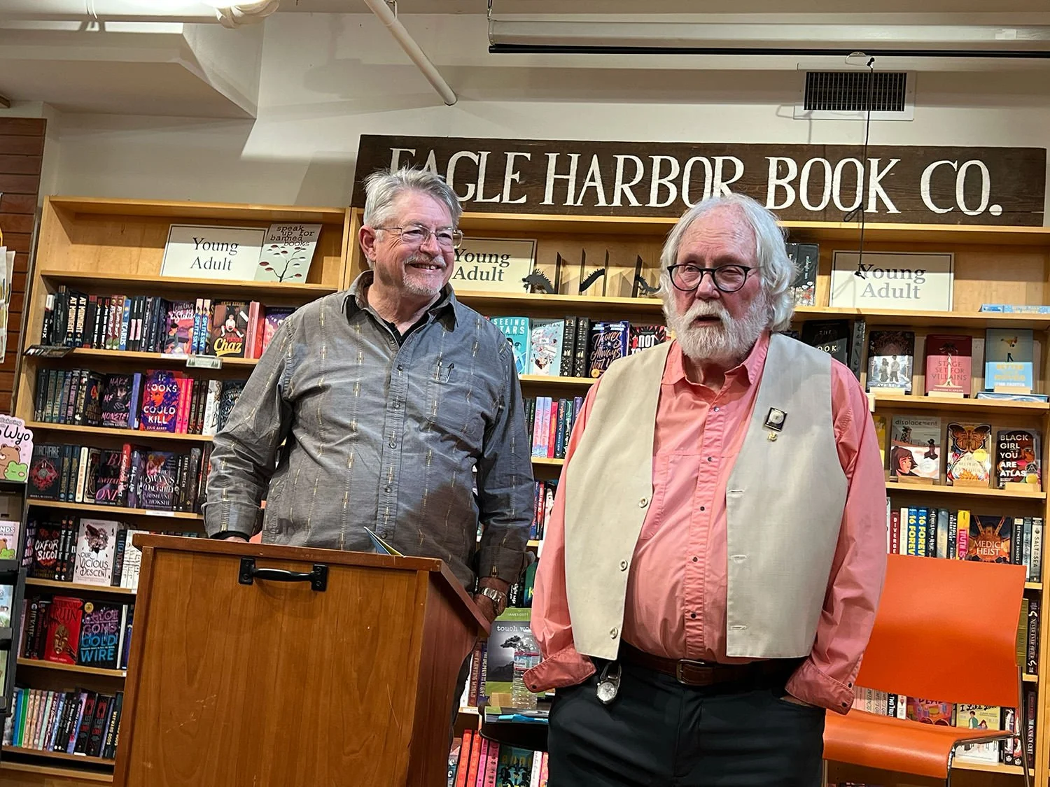 James Dott and Robert Michael Pyle reading Touch Wood and Swimming with Snakes at Eagle Harbor Books