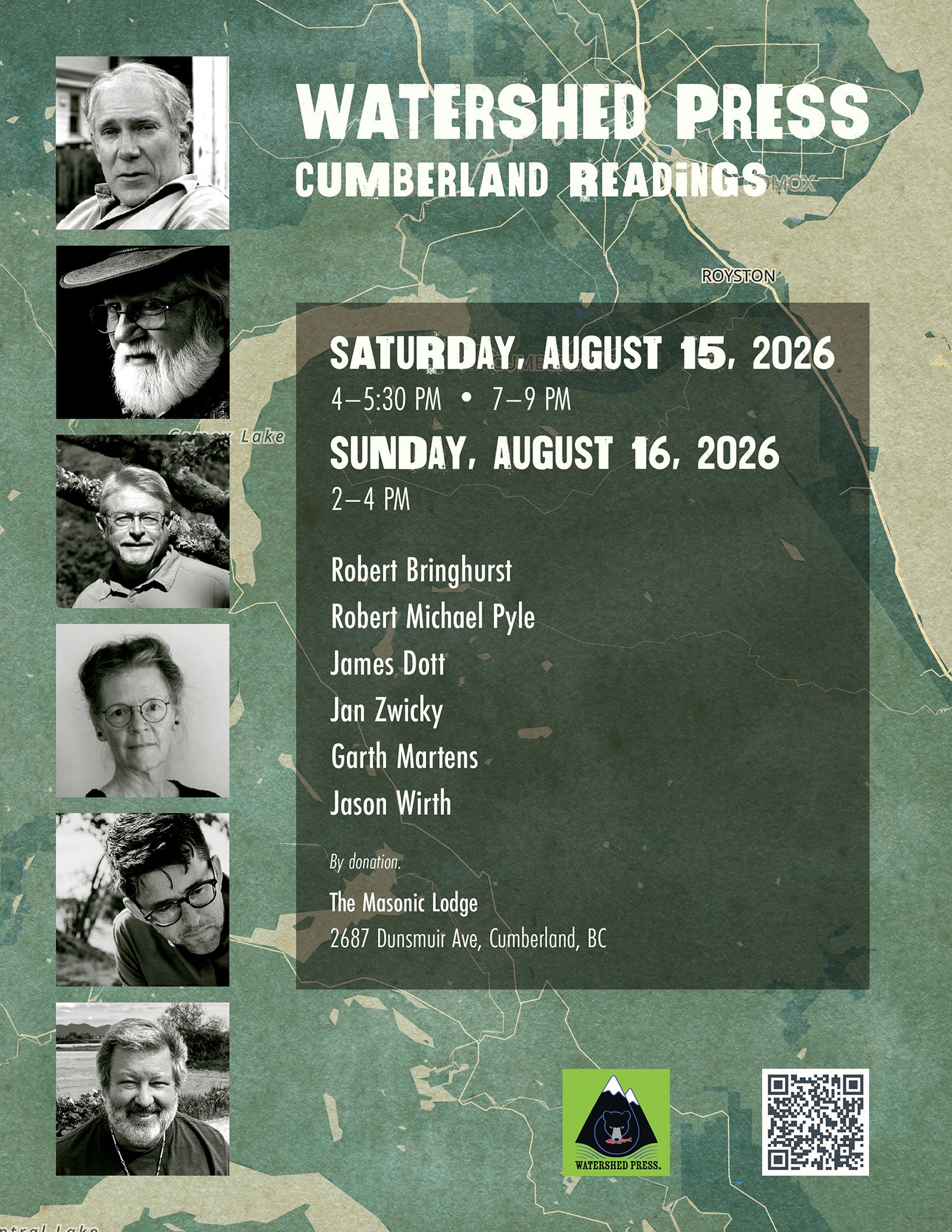 Poster for Watershed Press Cumberland Readings event