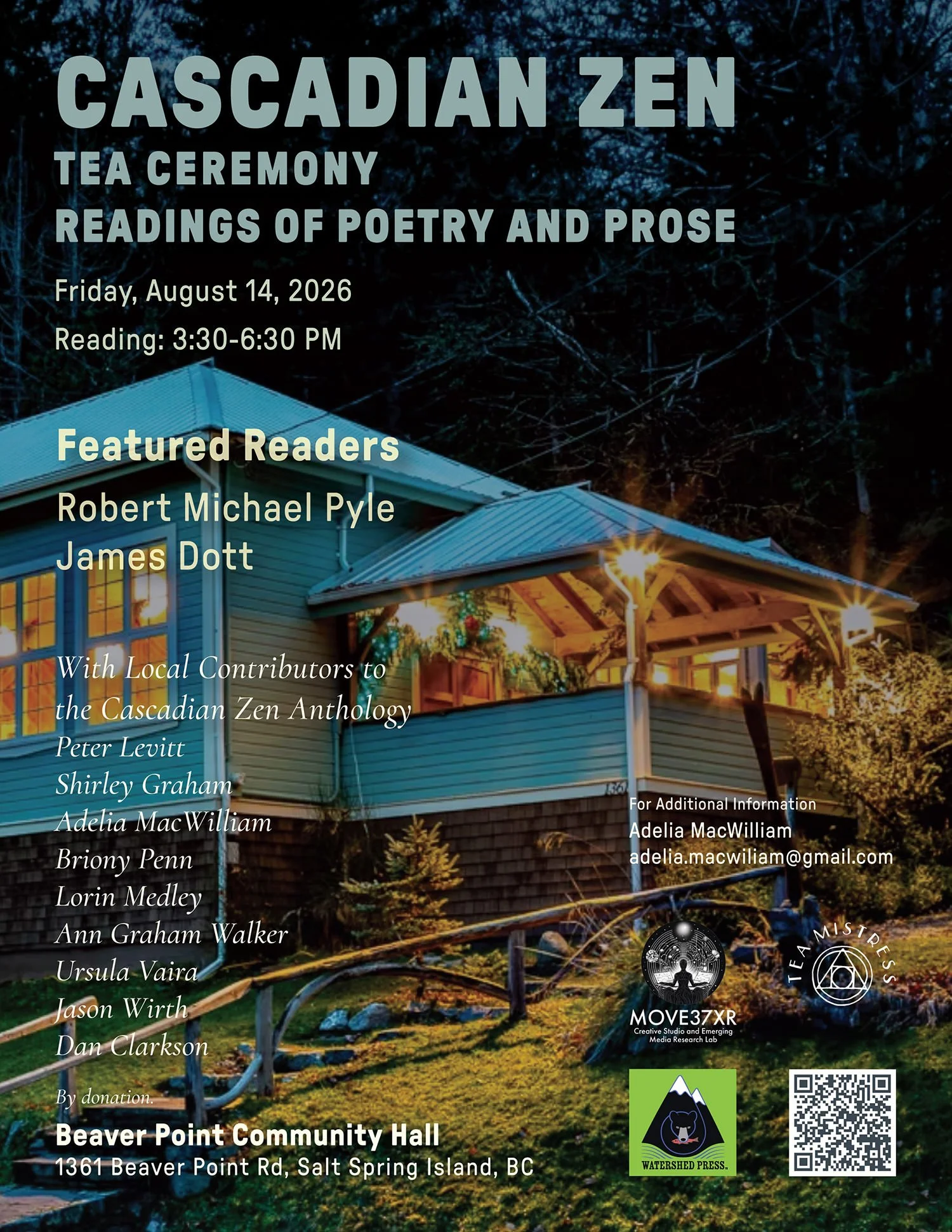 Poster for Cascadian Zen Tea Ceremony Readings of Poetry and Prose