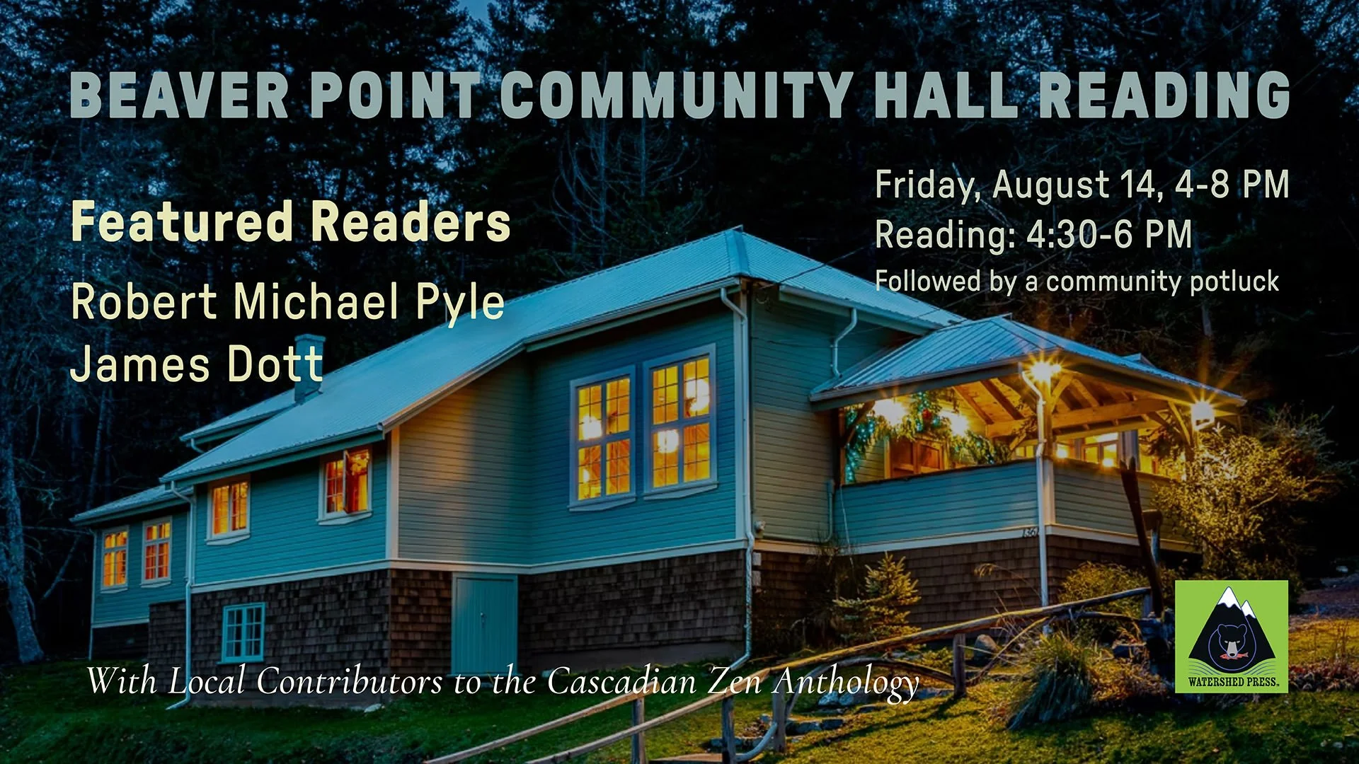 Watershed Press Beaver Point Community Hall Reading Web Banner