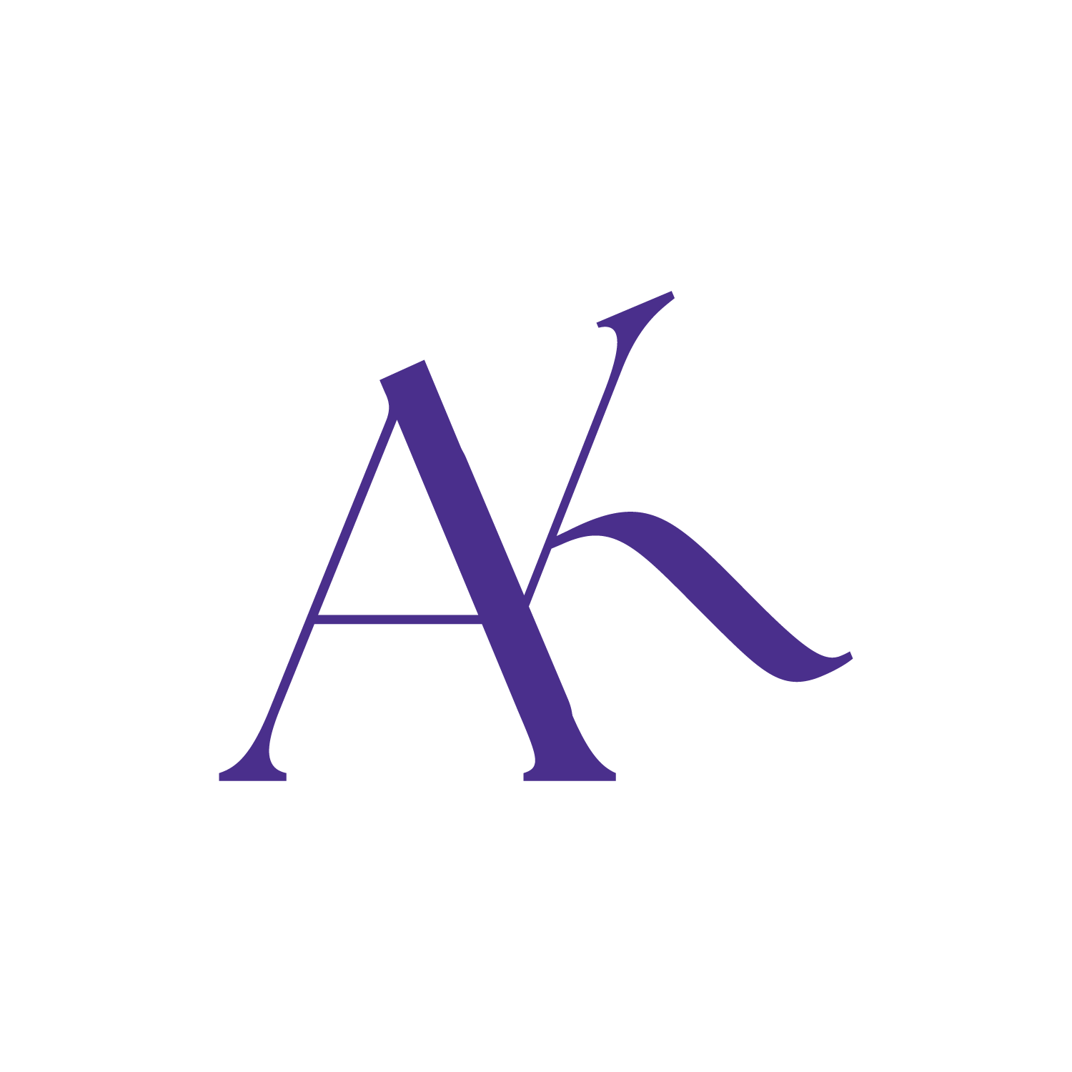Stylized purple letter A and Greek letter lambda overlapping on a white background.