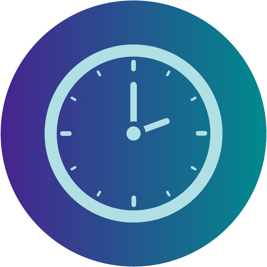 A round clock showing the time as 2:00.