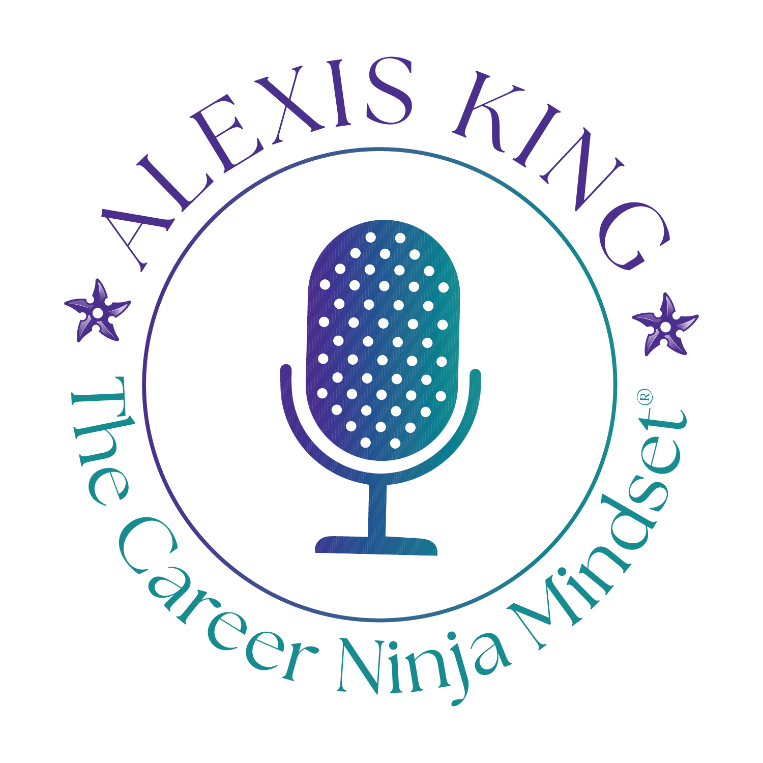 Logo featuring a stylized microphone with the text "The Care Ninja Mirror" and "The Alexis King" surrounding it, along with two starfishes on either side.