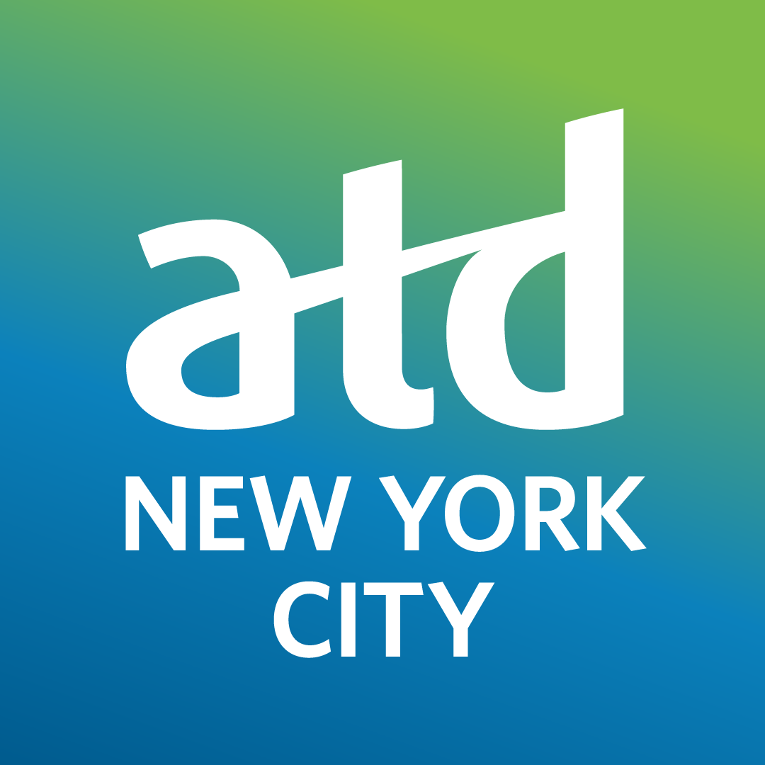 ATD New York City logo on a gradient background transitioning from green to blue.