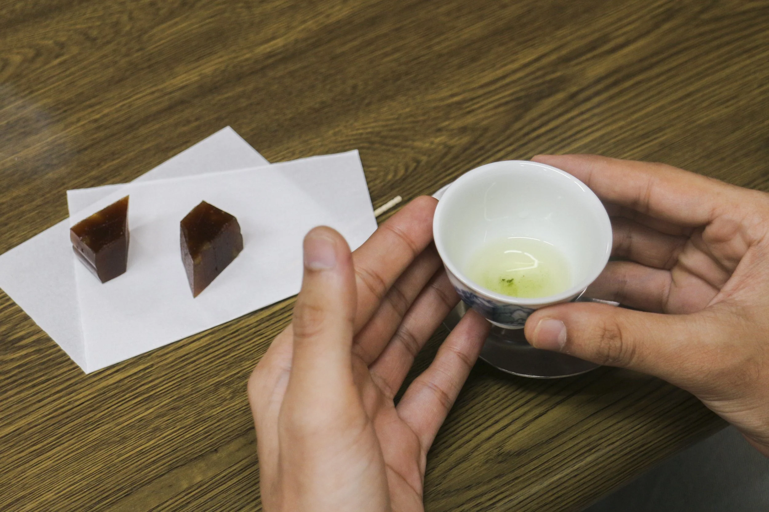 sencha tea ceremony drinking youkan