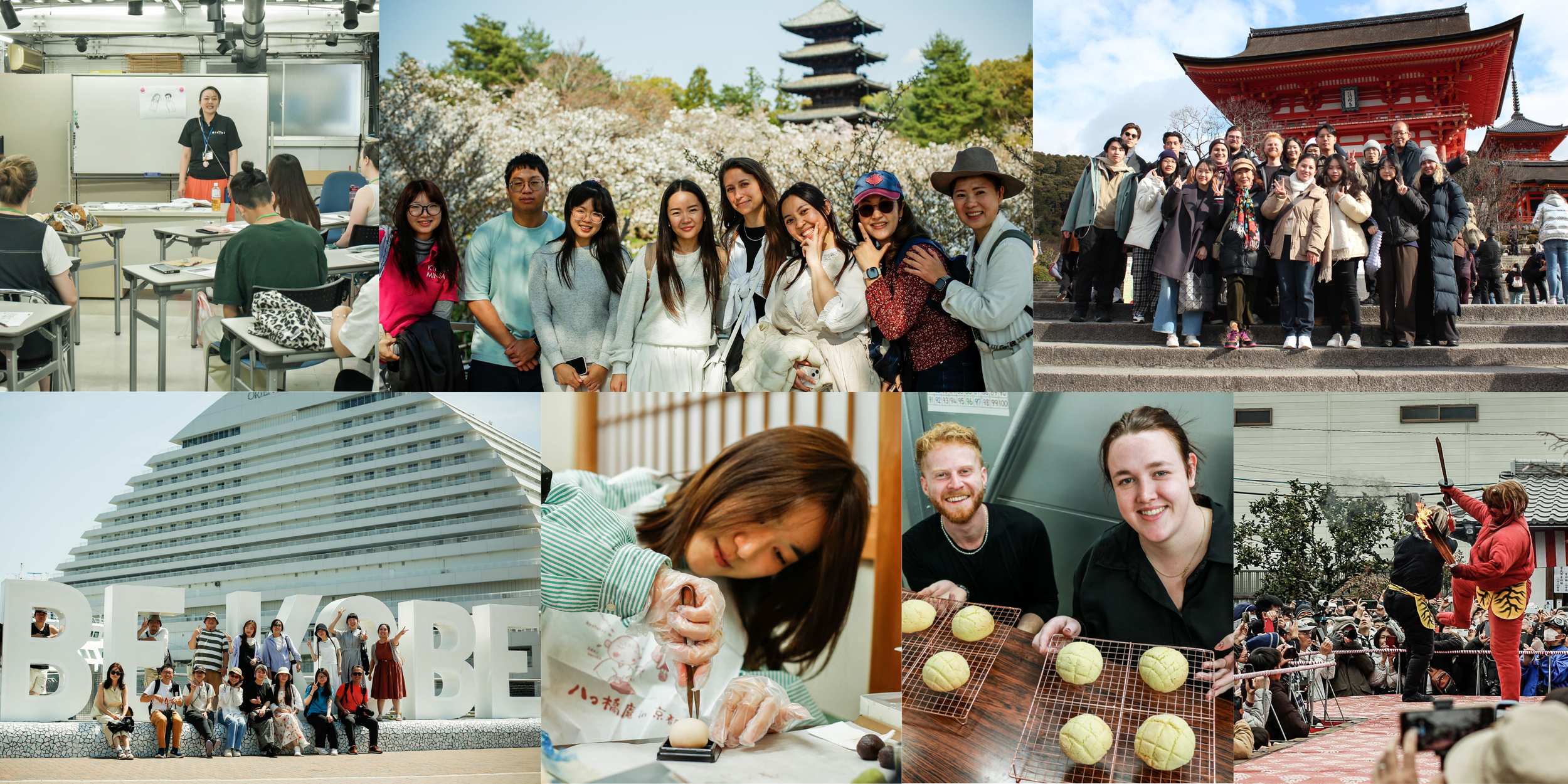 Kyoto Minsai Japanese Language School Short Term Program extracurricular activities sakura class melonpan kobe shrine visit setsubun