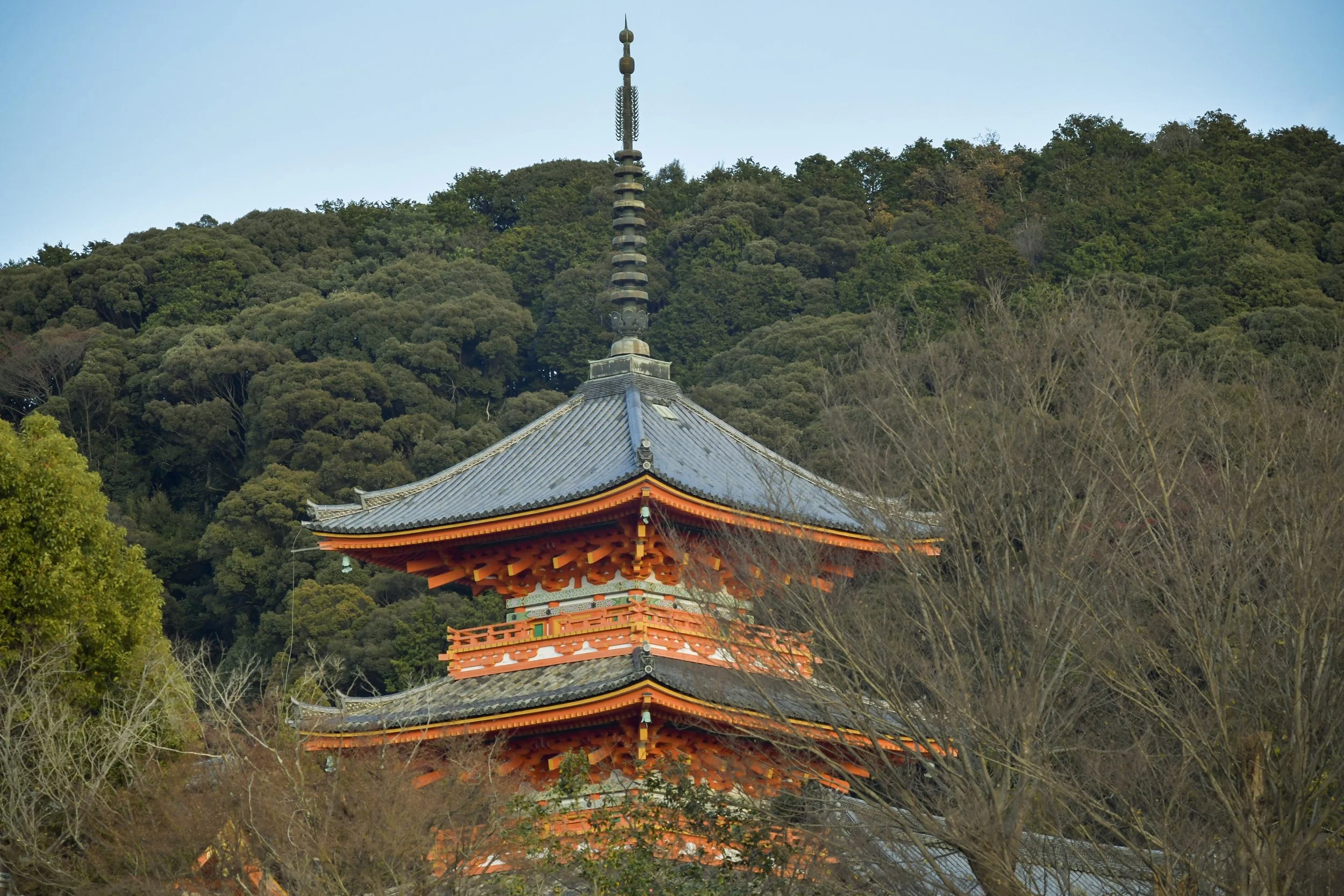 View of orange shrine Kyoto Japan