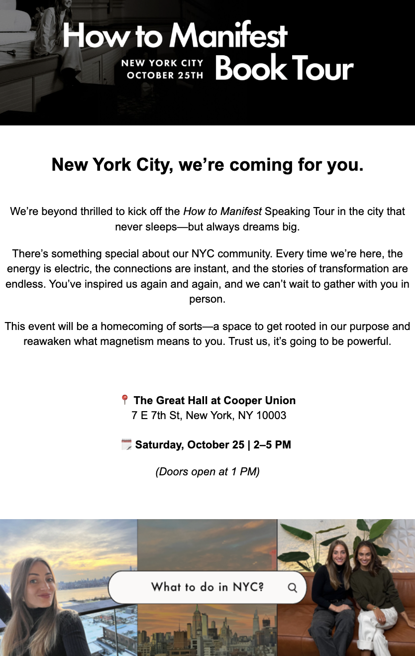 An email I helped write and build for our 2025 NYC event.