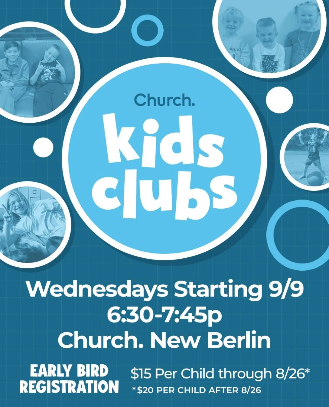 Early registration for Church Kids Clubs ends tomorrow night!
Register now for just $15. After tomorrow, the price increases to $20.

We&rsquo;ll have a registration table available at Best Summer Ever at Church Greenfield. Stop by and get your kids 