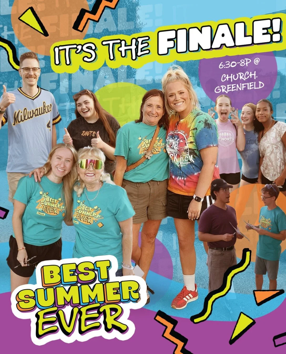 BEST SUMMER EVER is coming to an end&hellip;

THIS WEDNESDAY is the last BSE of the year! 

Join us at 6:30p @ Church. Greenfield!