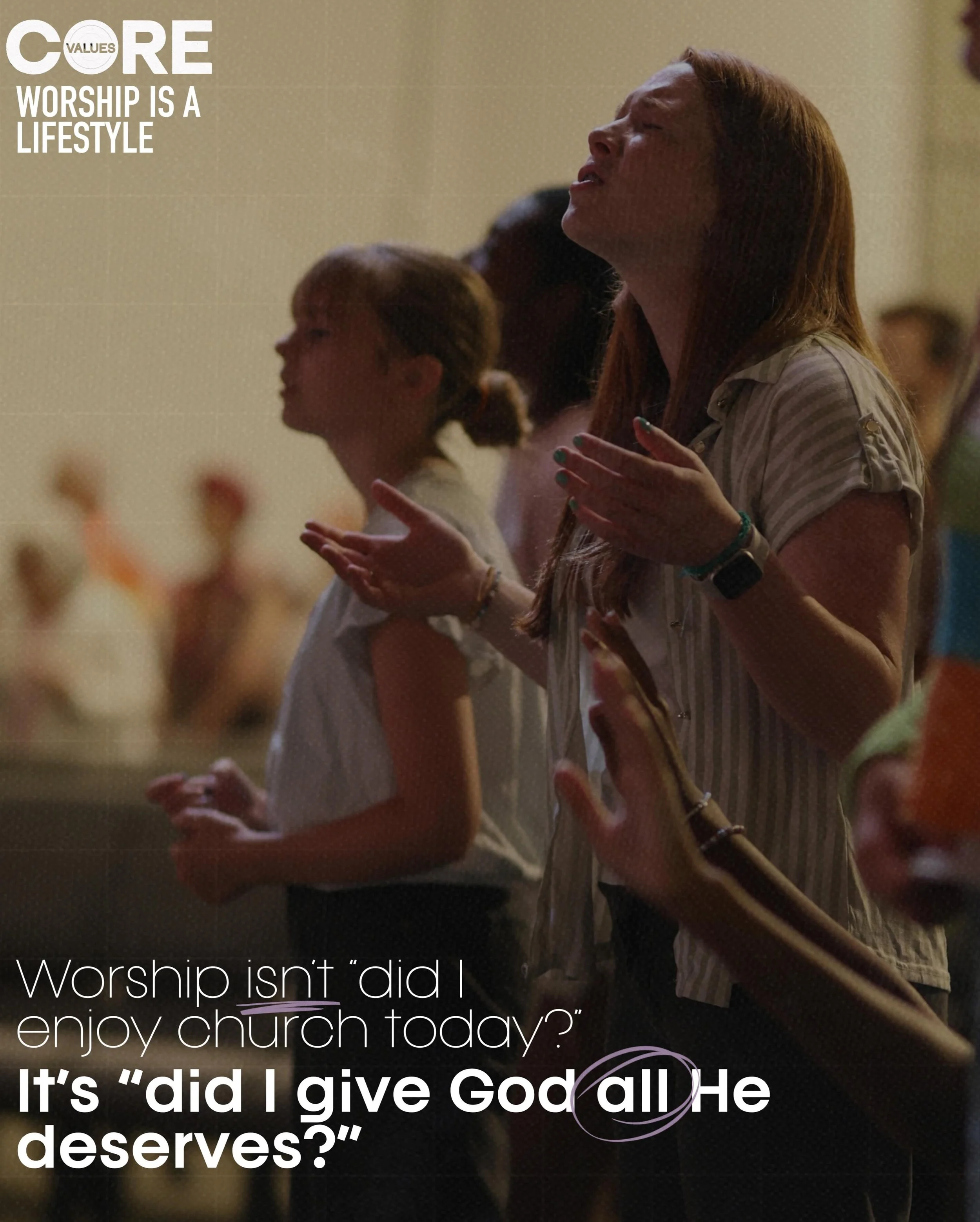 When most Christians hear the word worship, what do we think about?
Music
Singing
Hands lifted
A worship team
A Sunday morning
A song that moves us
And certainly, singing is worship. But worship is much bigger than singing&hellip;

You see&hellip;
-Y