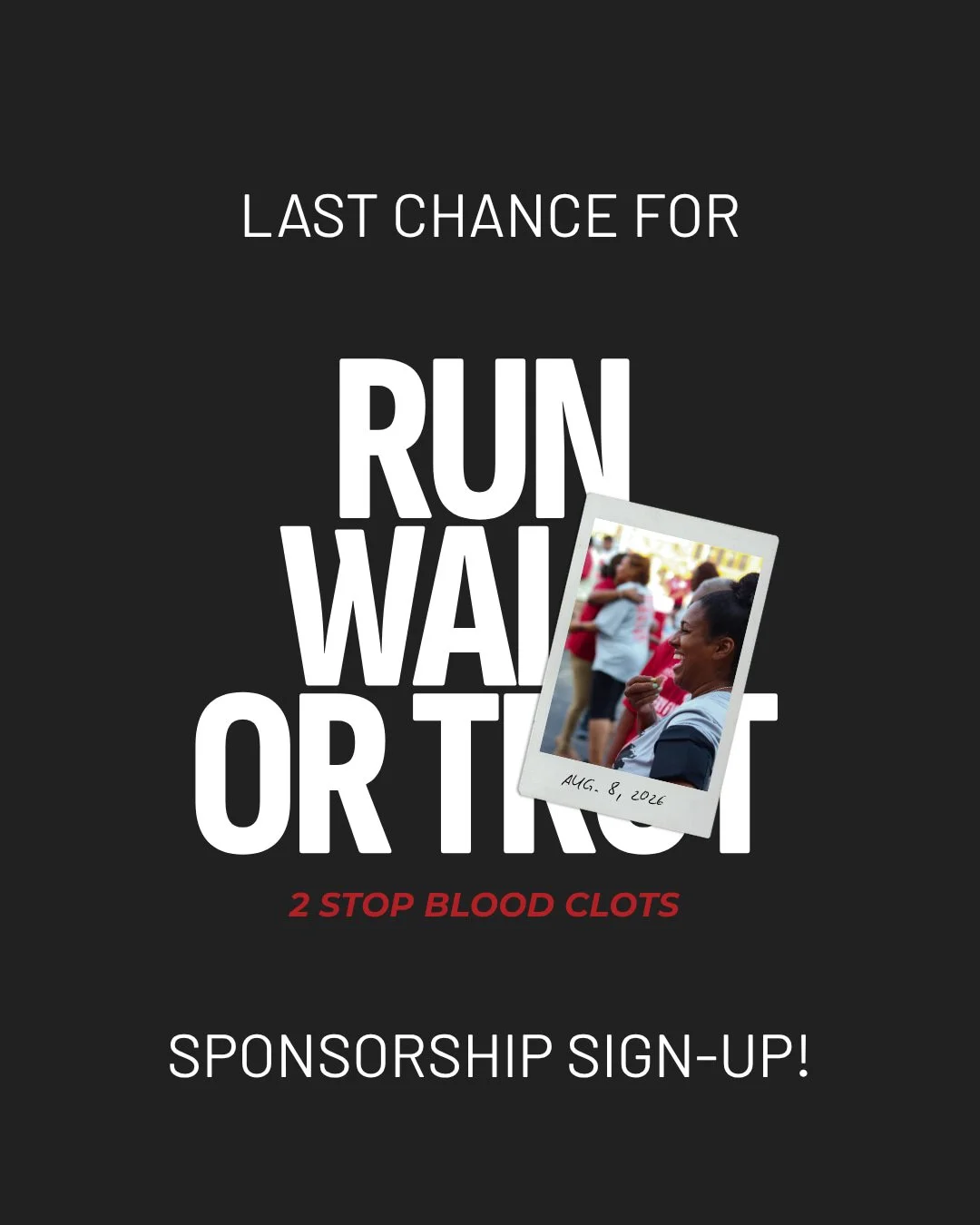 FINAL CALL! 🚨 We're looking for sponosrs! 📢 Our Annual Run, Walk, or Trot 2 Stop Blood Clots is made possible by our incredible sponsors. Sponsorship opportunities start at $150 and we are currently accepting applications. Your dollars can make a m