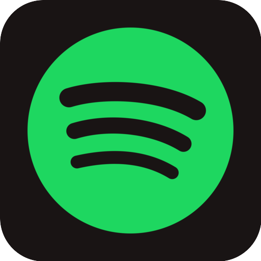 Spotify app logo, green circle with black sound wave lines on a black background.