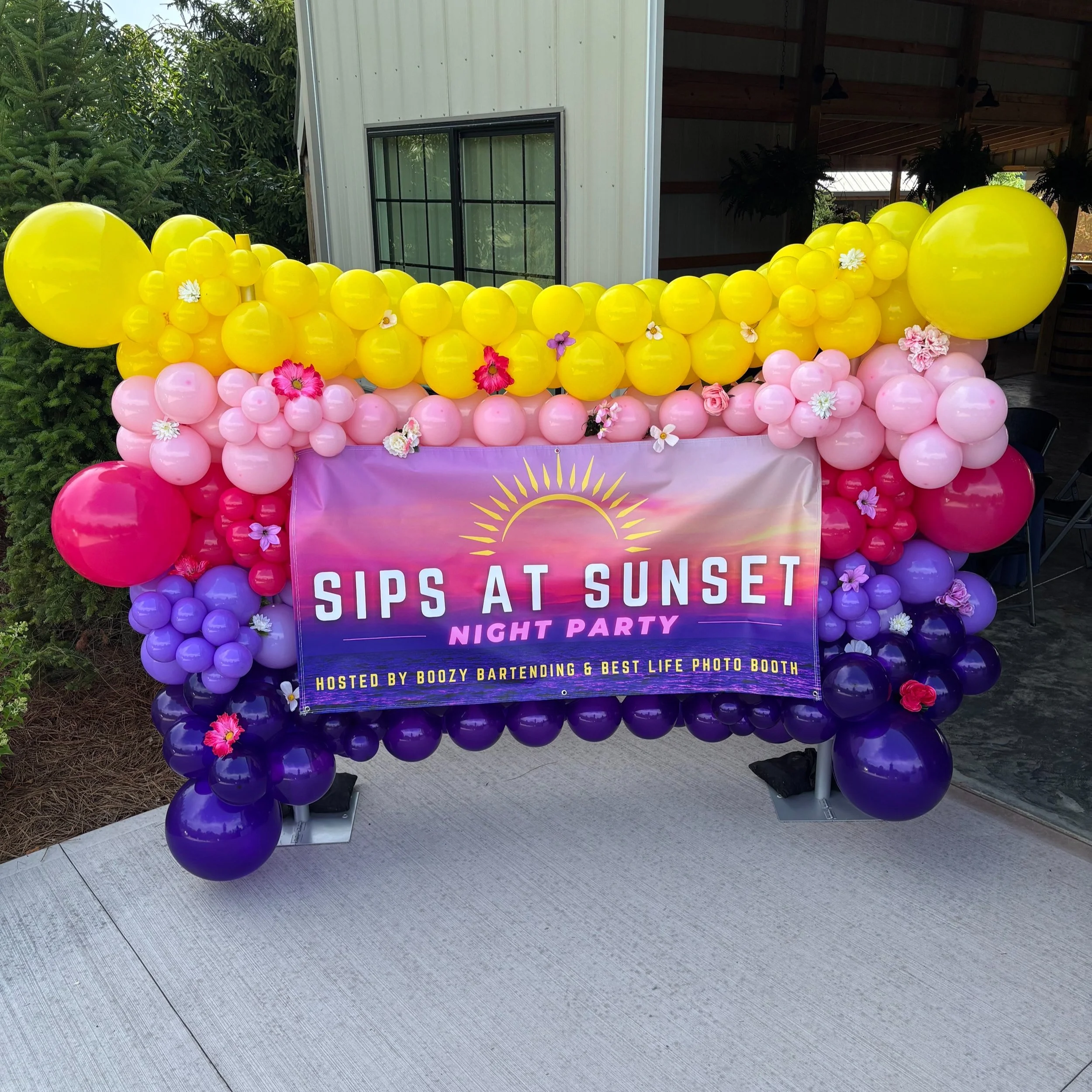 sips at sunset balloon wall / balloon decor Dayton Ohio