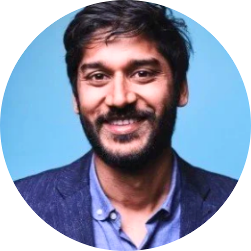 Gautam Raju against blue background