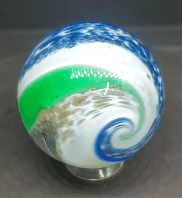 Cobalt and Emerald Stripe White Enamel - Classic Pavliscak