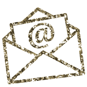 Outline of two envelopes with an at symbol (@) on top envelope