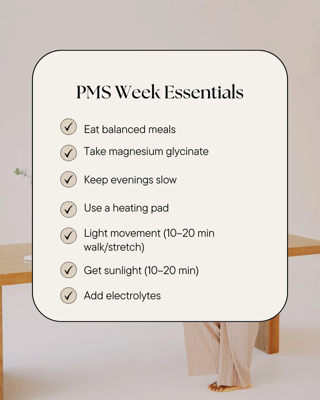 🌙 If your period is a week away and you&rsquo;re feeling irritated or emotionally drained, there&rsquo;s a real physiological reason.

Progesterone and estrogen drop sharply right now, lowering GABA and serotonin &mdash; two major mood-supporting ne