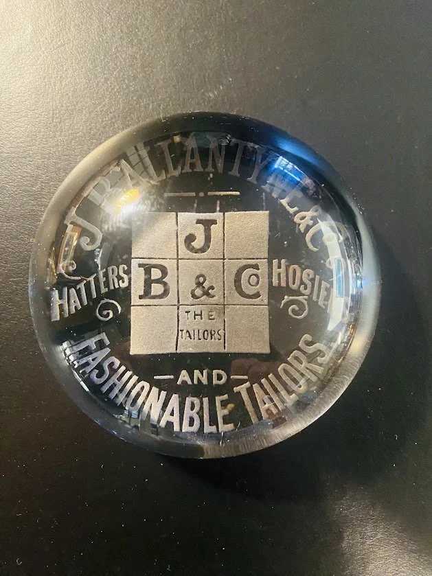 Vintage rare 'J Ballantyne & Co' glass paperweight