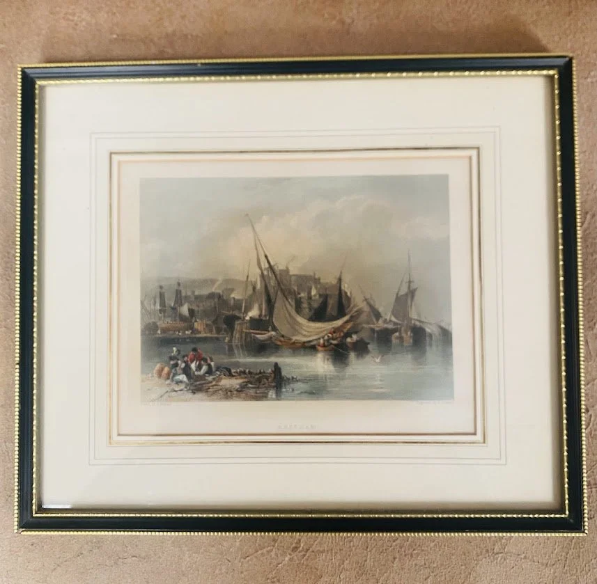 Vintage framed engraving - 'Brixham