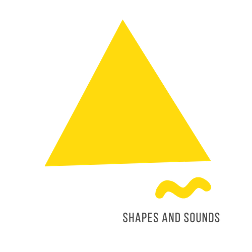 Logo of Shapes and Sounds, an Asian-Australian therapist directory. Includes black text and a yellow triangle & squiggly line