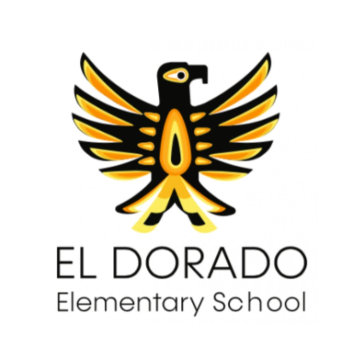 Logo of El Dorado Elementary School featuring a stylized eagle in black and gold with the school name underneath.