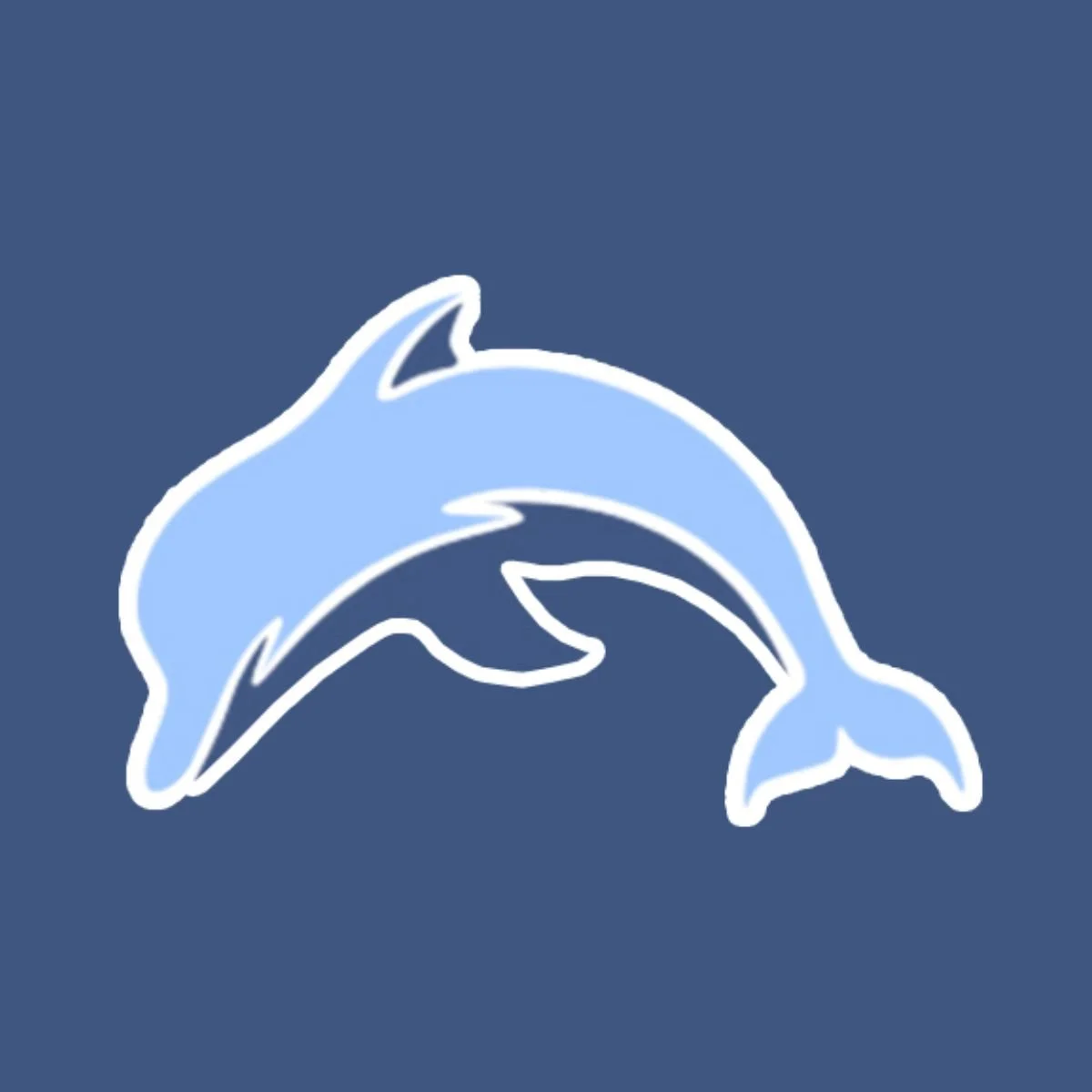 Illustration of two dolphins jumping out of the water against a blue background.