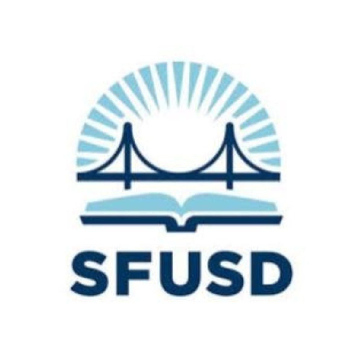 SFUSD logo with a bridge, sun rays, and an open book.