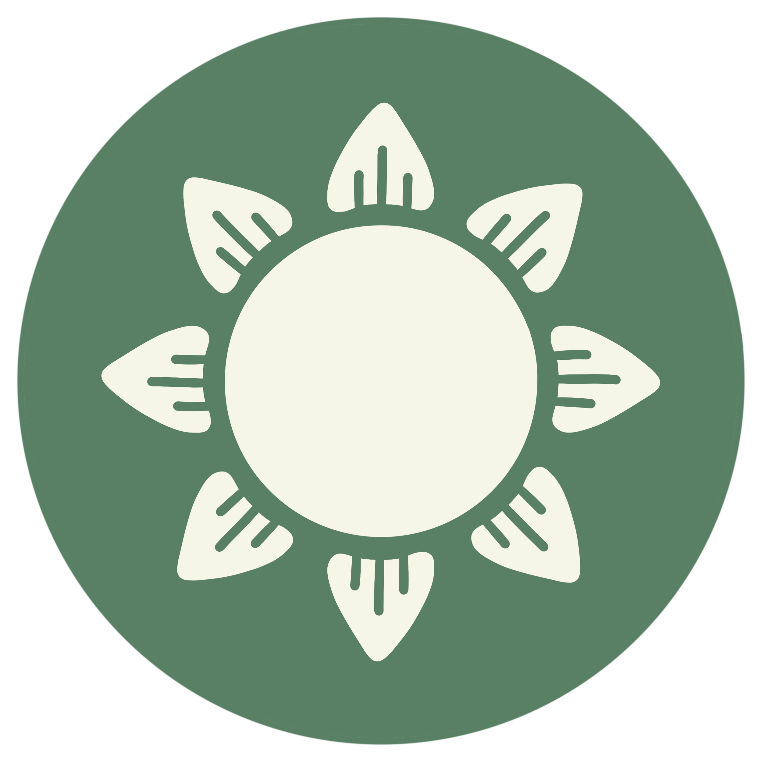 A green circle with a sun in the center illustration