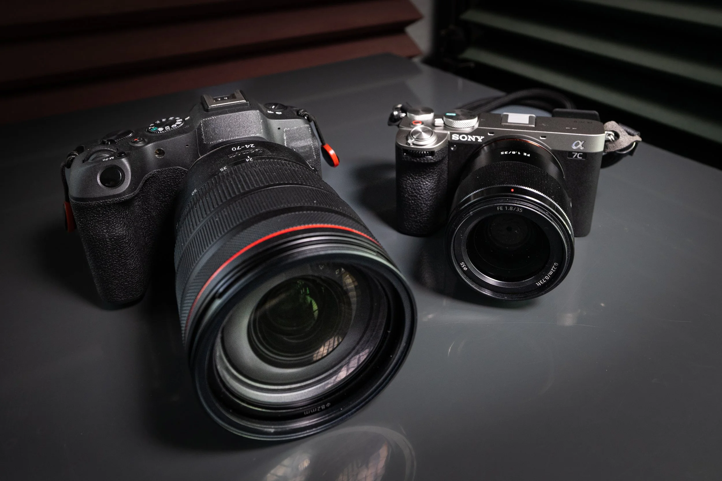 Canon R8 vs Sony A7Cii. Same idea. Very different size.