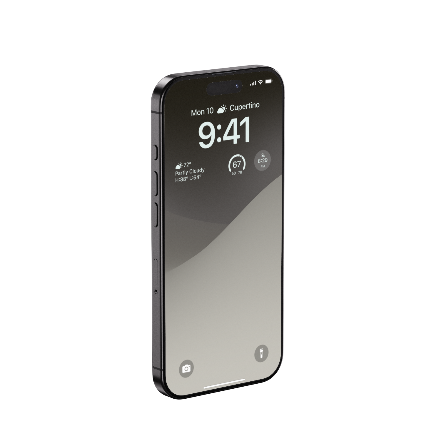 Dark mode minimalist wallpaper on smartphone lock screen, sleek charcoal grey background design.